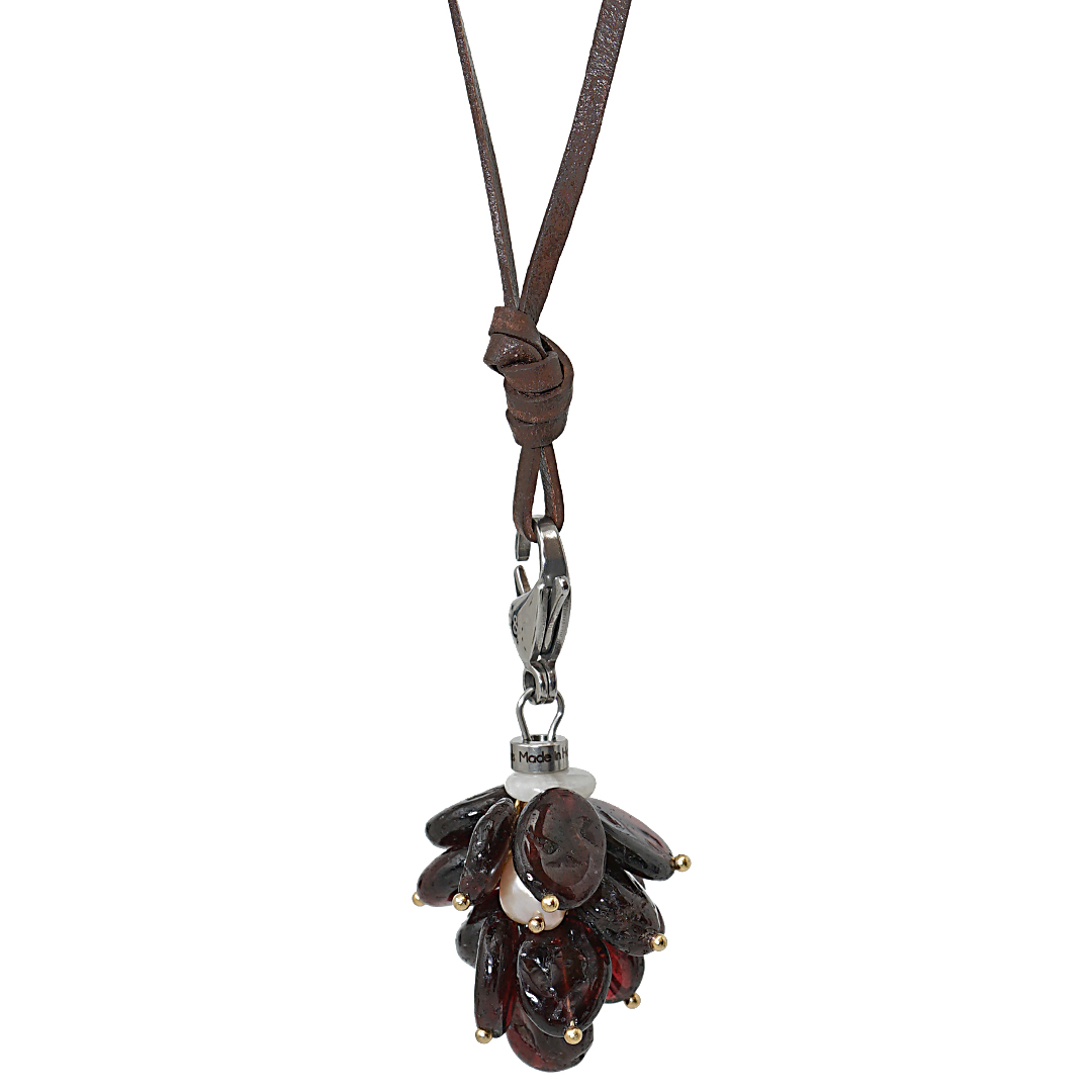 Handgemaakte edelsteen bedel met Red Garnet Gemstone en Parel bedel van PimpsandPearls