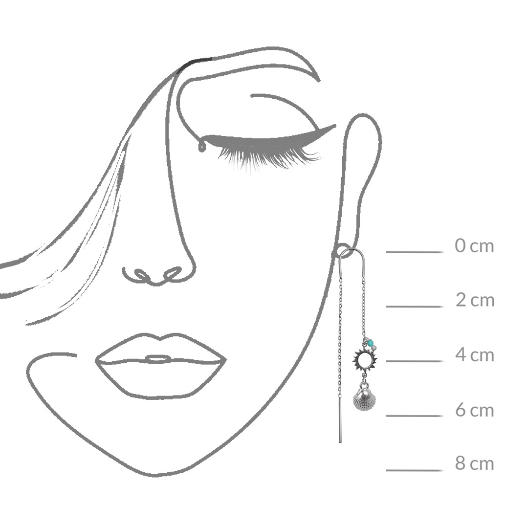 Oorbel zilver Turquoise Schelp Zon 1 stuk 896 02 Pim and Pearls Face