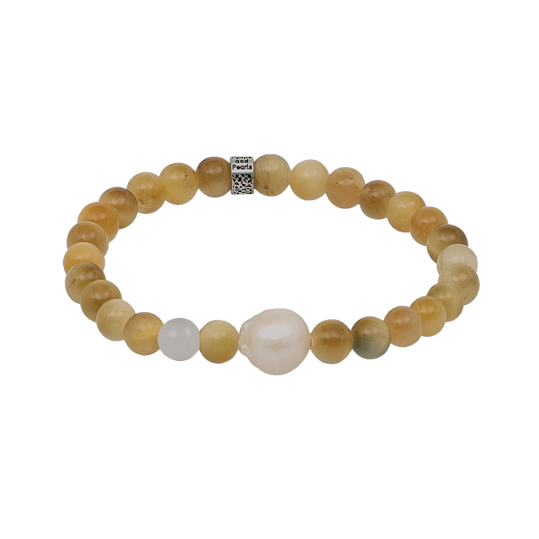 Edelsteen Armband geel Tijgeroog gold Saya Mala 636 23 Pim and Pearls