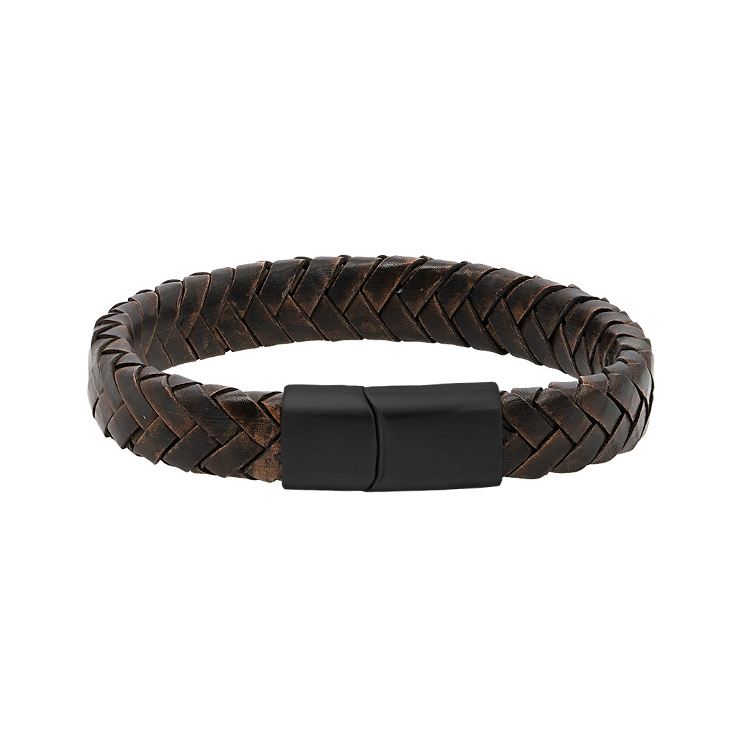 Lederen heren armband antiekbruin breed 728 02 Pimps and Pearls Pim