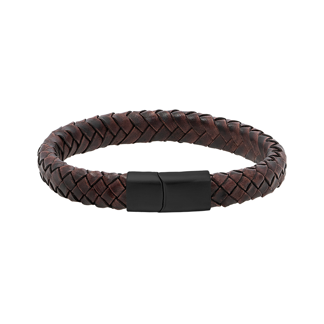 Lederen heren armband bruinrood breed 728 08 Pimps and Pearls Pim