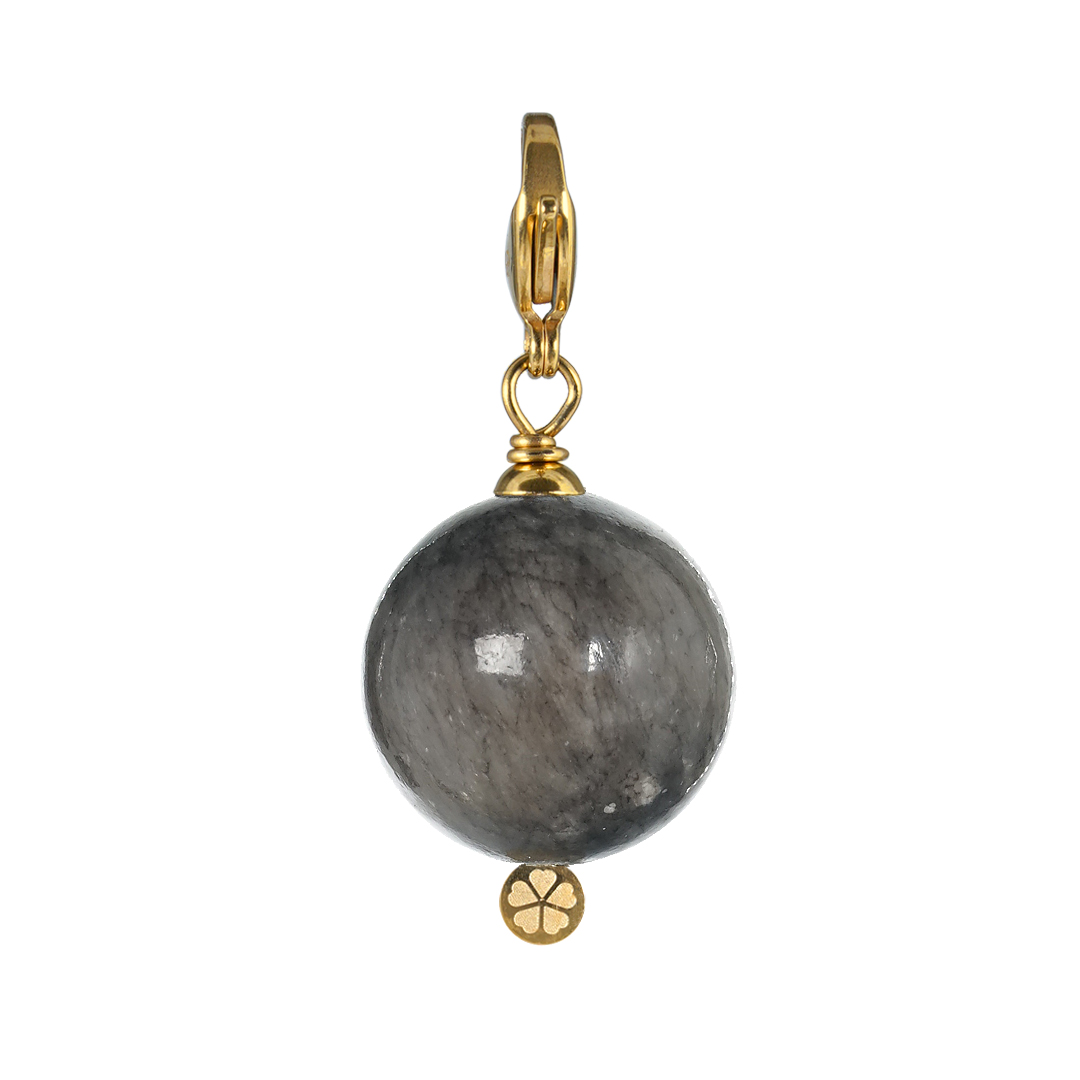 Edelsteen bedel grijs Obsidiaan goud Maxi Rocks 836 85G PimpsandPearls Pim