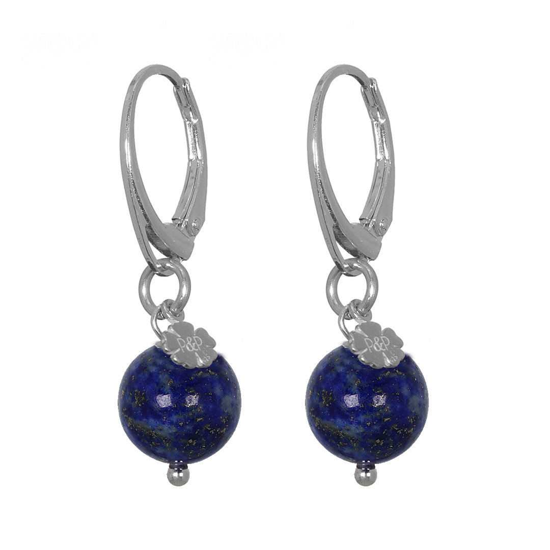 Edelsteen oorbellen zilver blauw Lapis Lazuli Earring Rocks 540 41 PimpsandPearls Pim