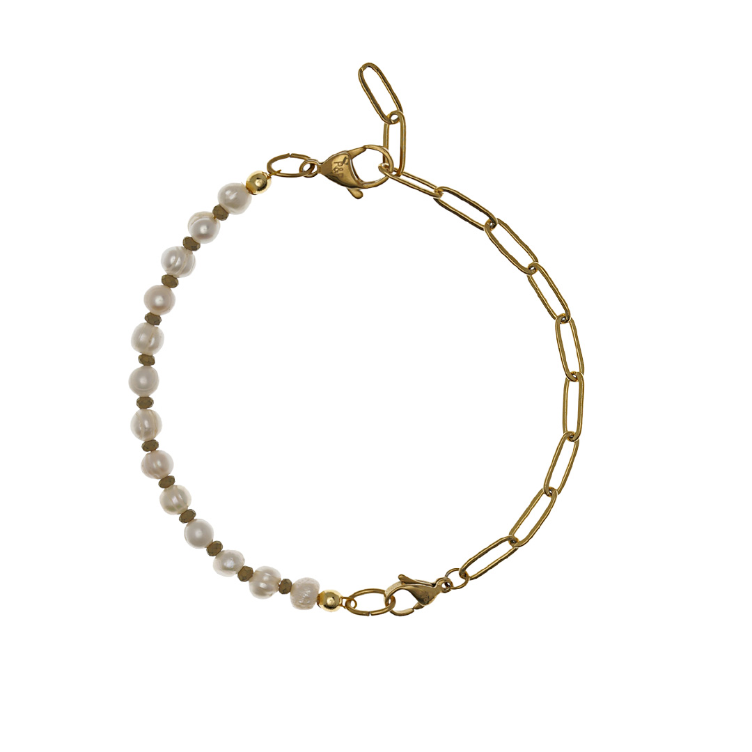 Armband Parels facet Hematiet schakels goud 1030 BAR PimpsandPearls Pim
