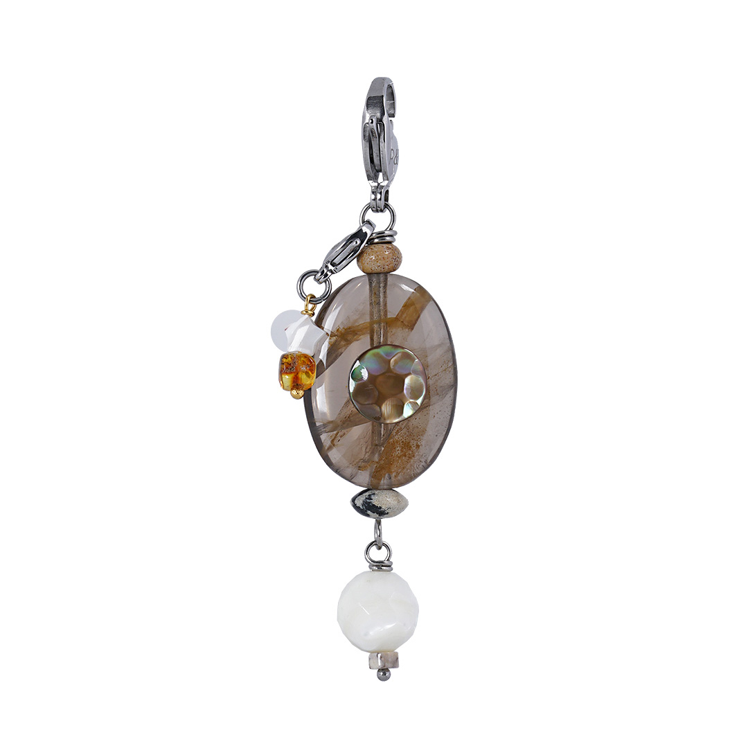 Edelsteen bedel Rookkwarts bruin zilver 778 293 PimpsandPearls Pim