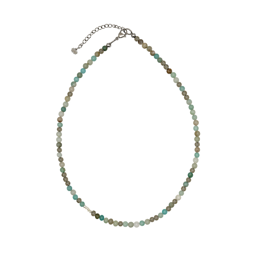 Edelsteen korte ketting Amazoniet mix 750 44 Saya Mala PimpsandPearls Pim