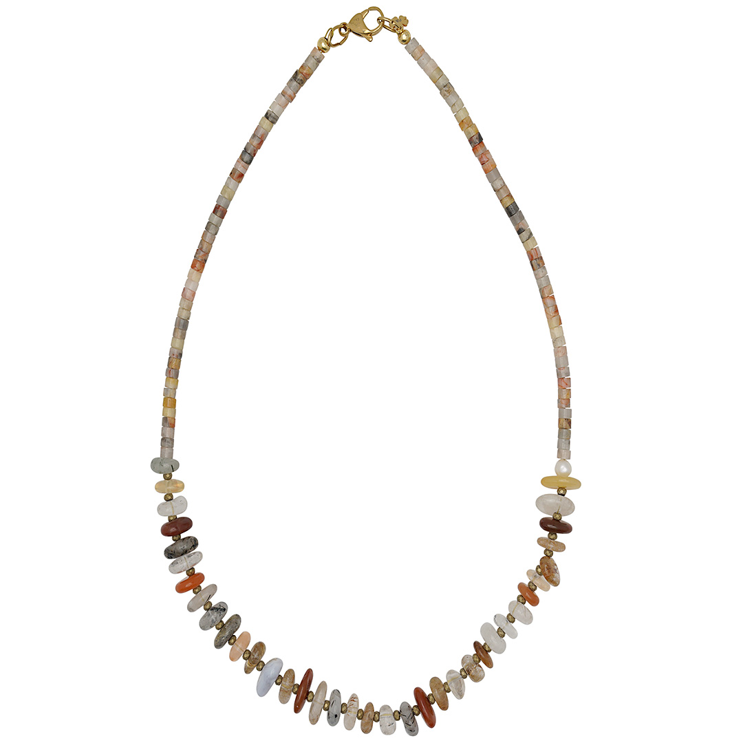 Ketting Rutielkwarts oranje edelsteen Tropical 1038 01 PimpsandPearls Pim