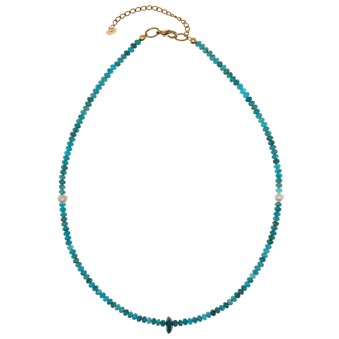 Ketting blauw facet Apatiet edelsteen Tropical 1032 02 PimpsandPearls Pim