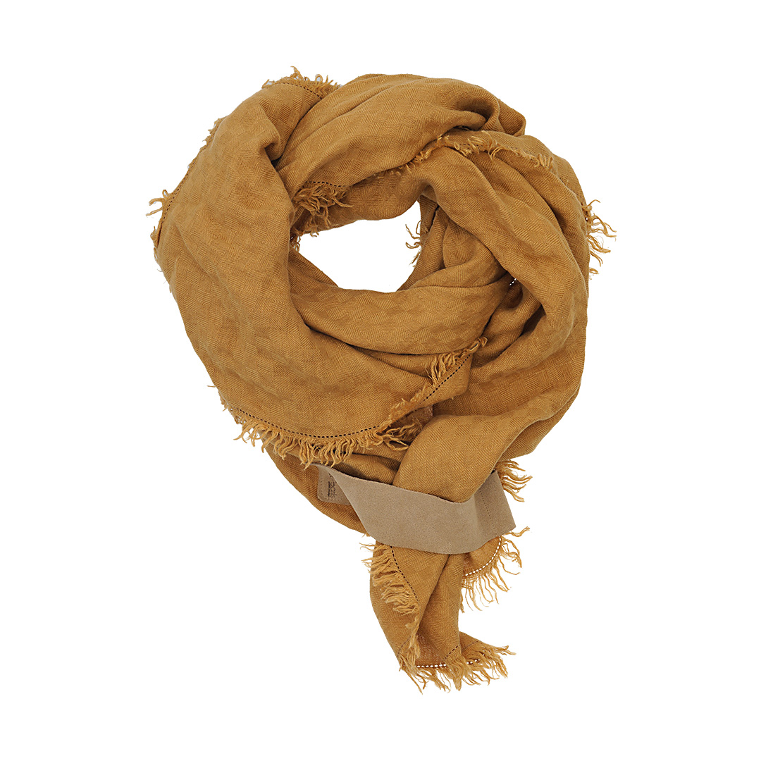 Linnen sjaal geel safraan vierkant basic 278 50 PimpsandPearls Pim