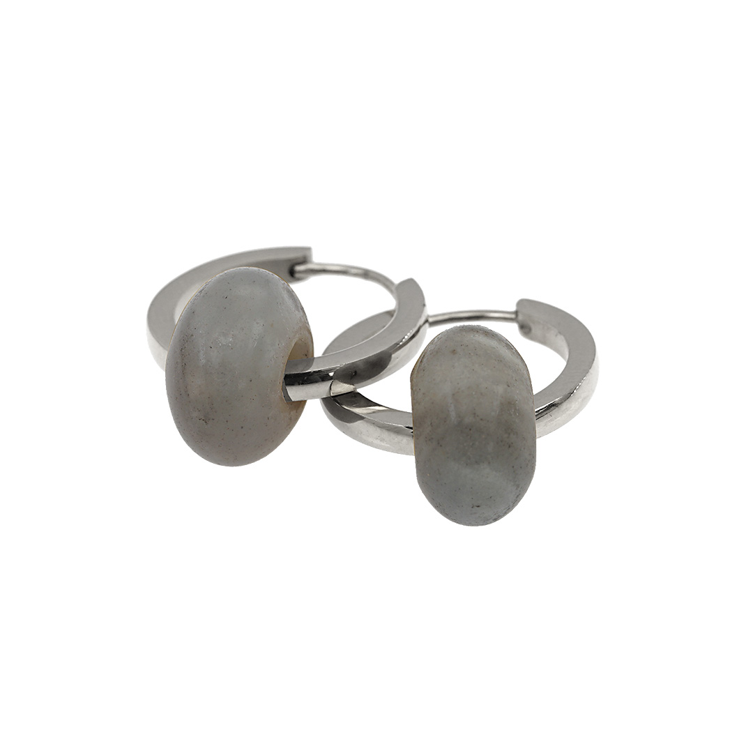 Creolen zilver donut Labradoriet grijs edelsteen 1048 17Z Pim and Pearls