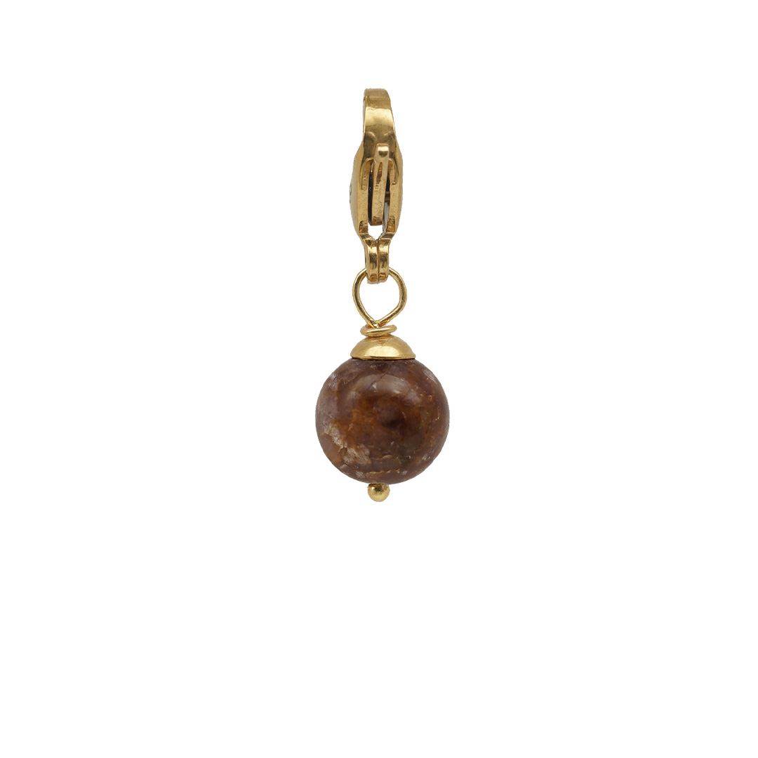 Edelsteen bedeltje bruin Lepidoliet goud Rocks van PimpsandPearls