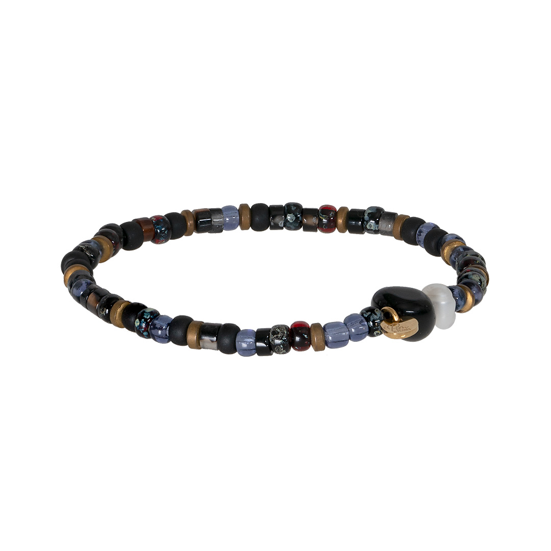 PimpsandPearls armband edelsteen miyuki zwart grijs mix tropical