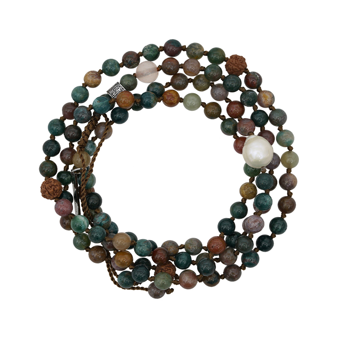 ketting edelsteen India agaat groen uit de mala xl collectie van PimpsandPearls Pim