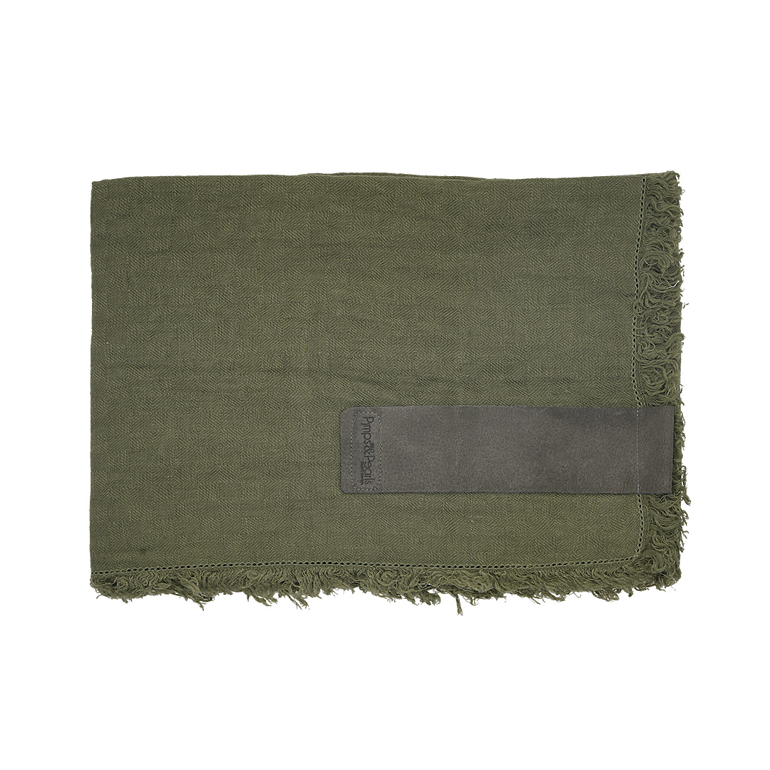 linnen sjaal mosgroen vierkant 140 cm x 140 cm basic collection, PimpsandPearls