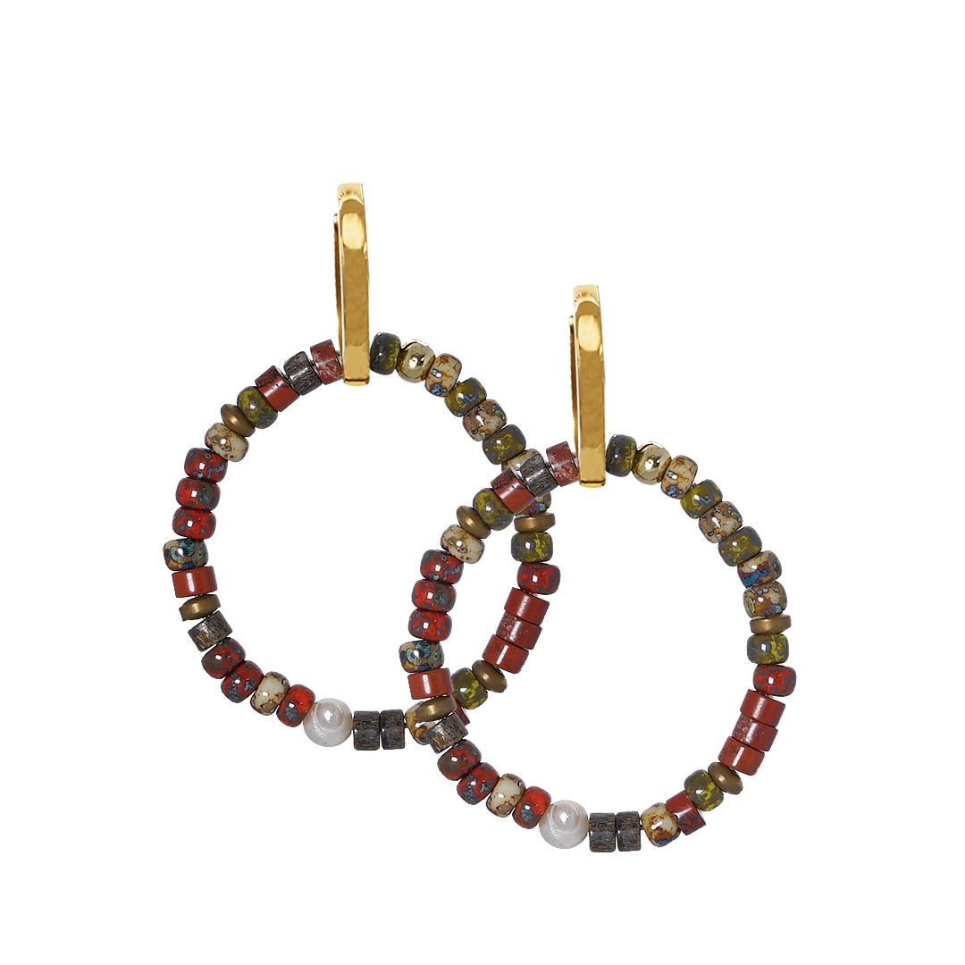 pimpsandpearls oorbellen edelsteen miyuki rood oranje mix tropical 966 02 miy B