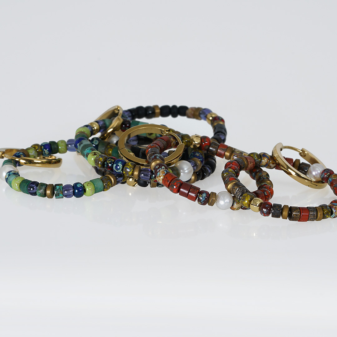 pimpsandpearls oorbellen edelsteen miyuki sfeer mix tropical