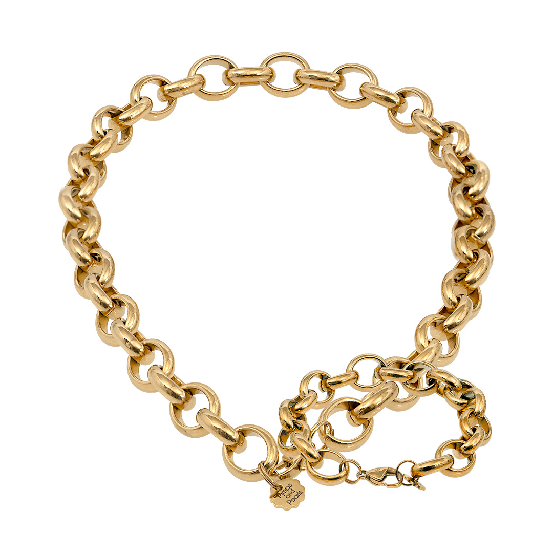 Sieradenset schakelketting armband goud ovaal grof van PimpsandPearls Pim