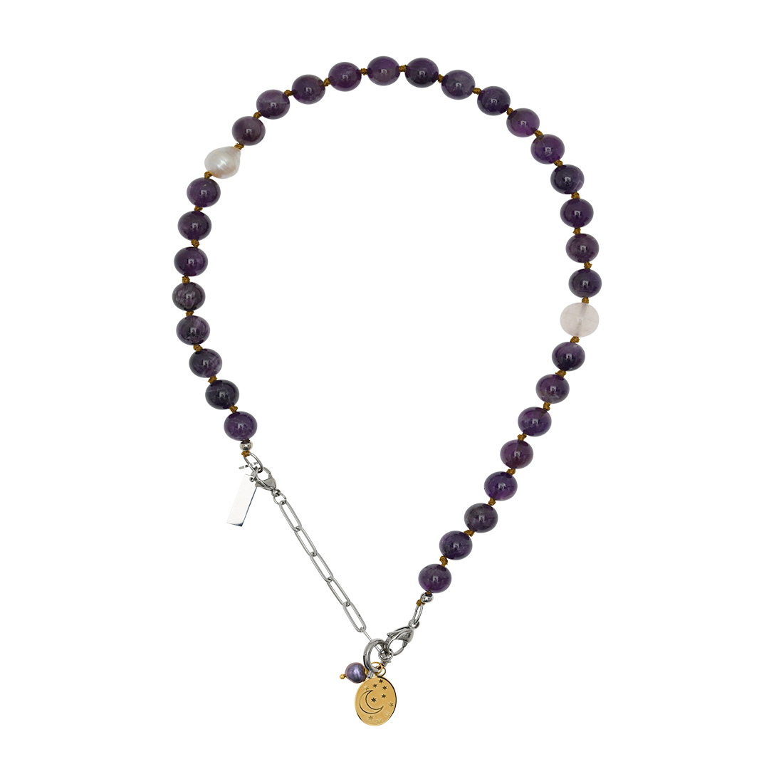 edelsteen ketting amethist paars mala 43-50 cm mala PimpsandPearls