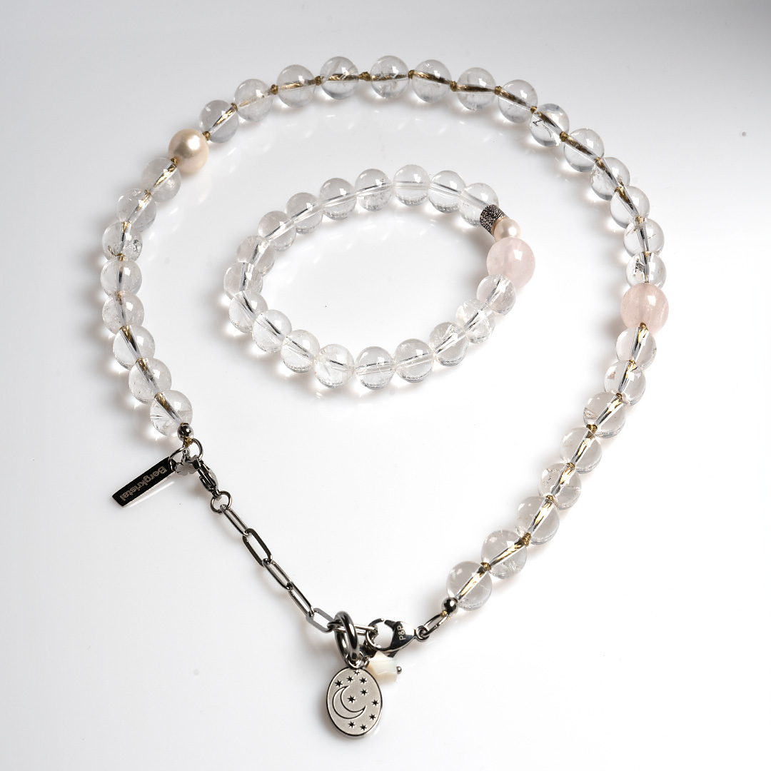 edelsteen sieradenset bergkristal wit 10mm mala PimpsandPearls