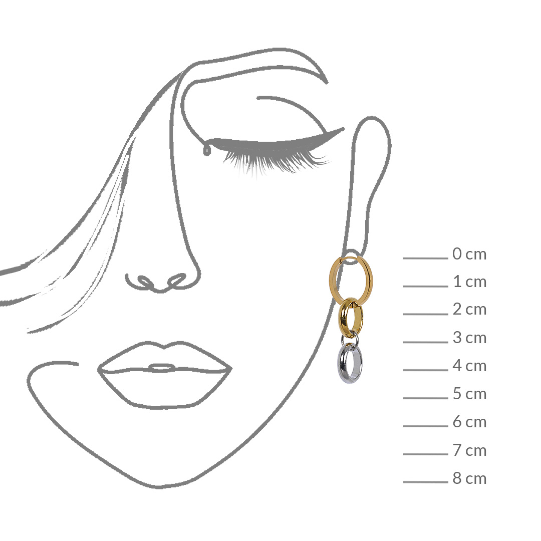 Edelstaal Creolen oorbellen goud zilver PimpsandPearls hangend in oor.