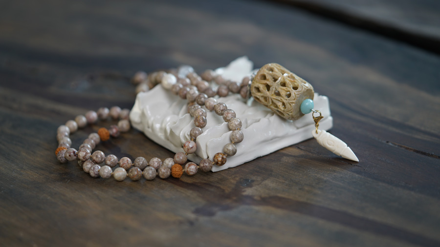 Kambaba Jaspis Mala ketting Speksteen hanger van PimpsandPearls