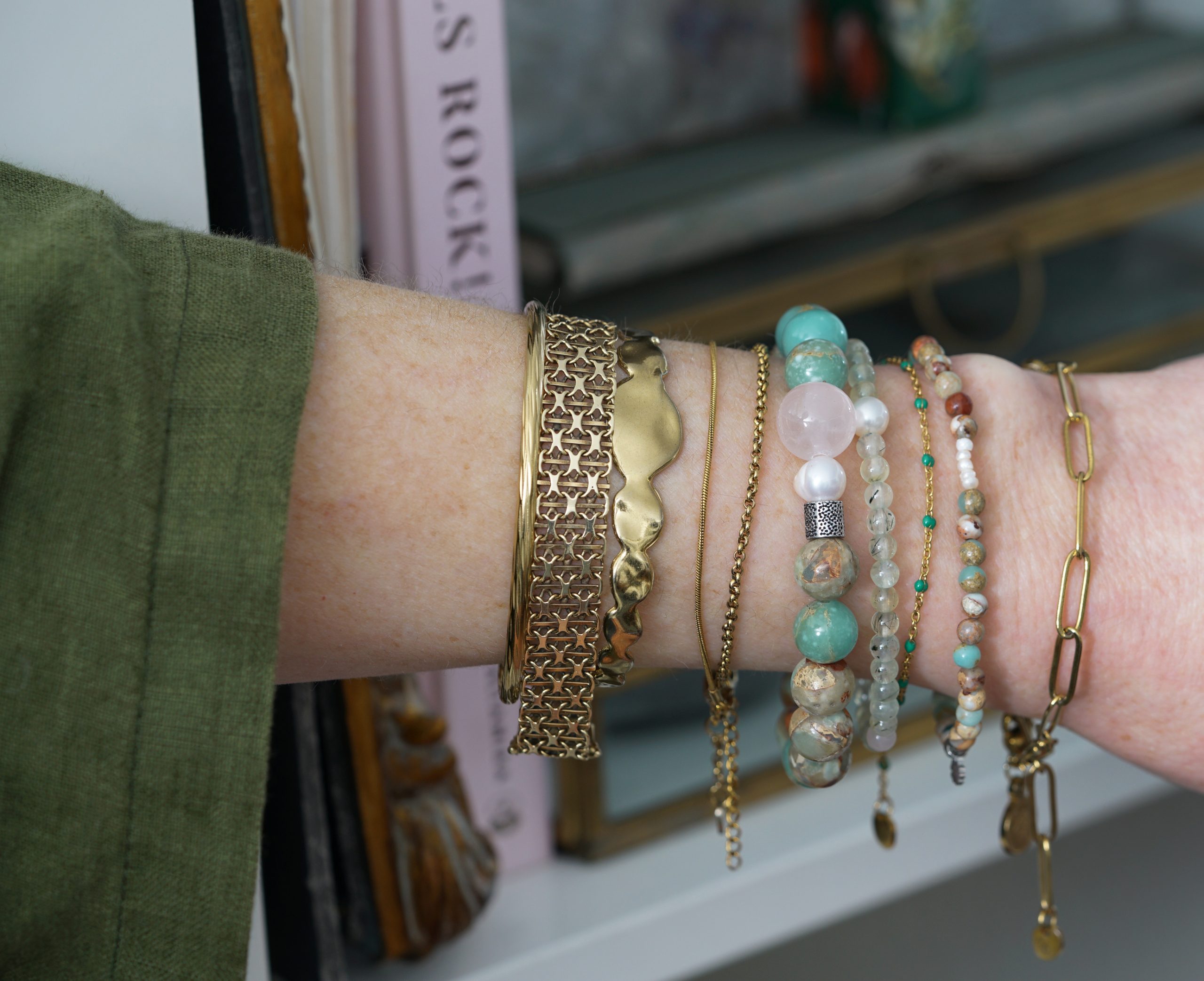 Serpentijn armbanden set van PimpsandPearls