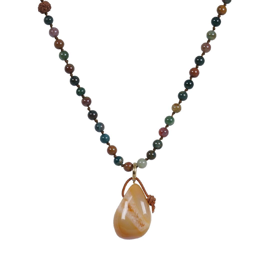edelsteen ketting groen India agaat met bedel Mala sieraden PimpsandPearls