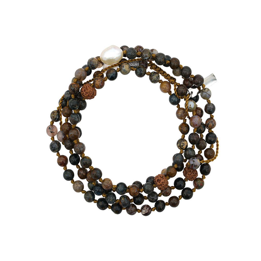 edelsteen mala ketting bruin pietersiet van PimpsandPearls Pim
