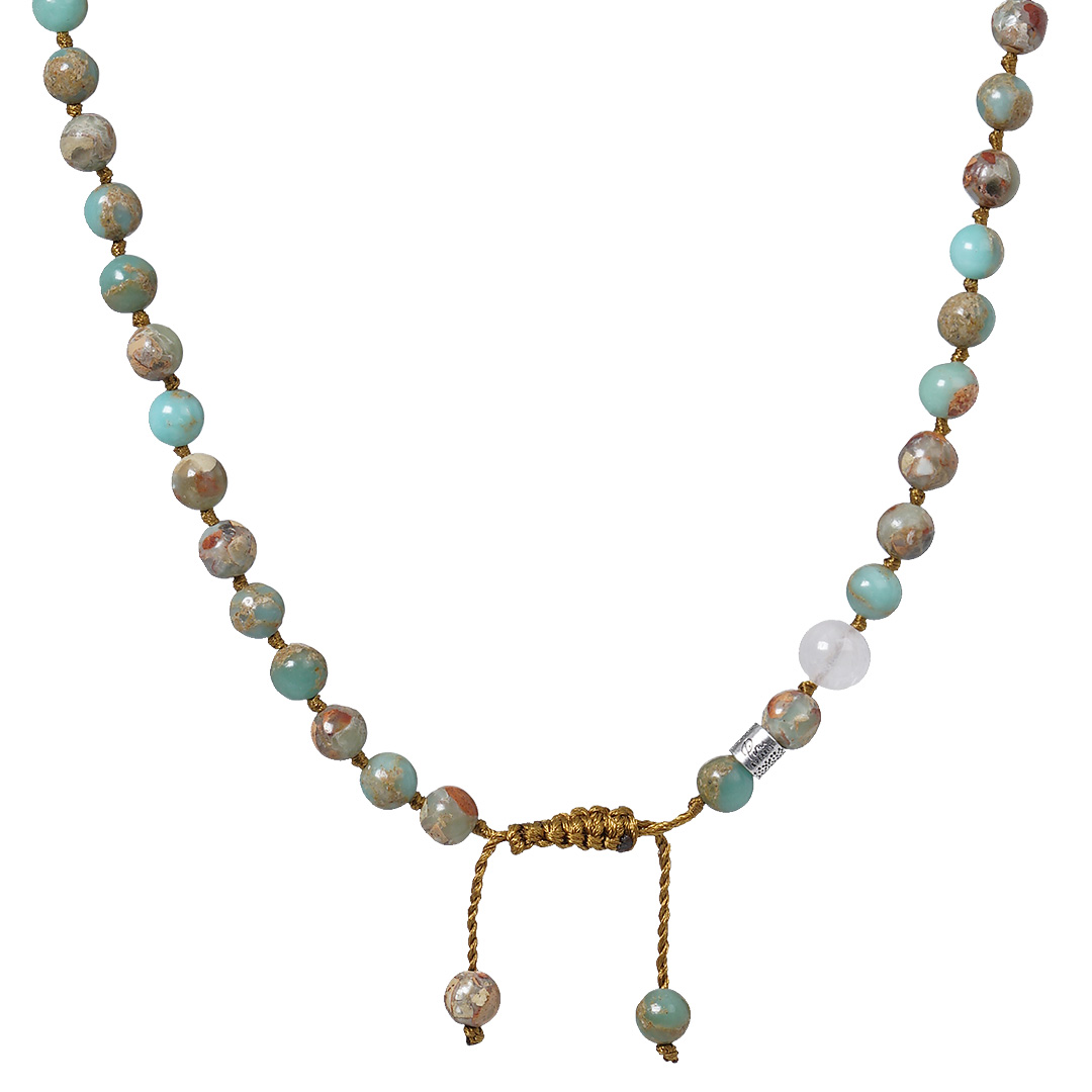 ketting edelsteen Serpentijn groen mala xl 108 cm van PimpsandPearls Pim