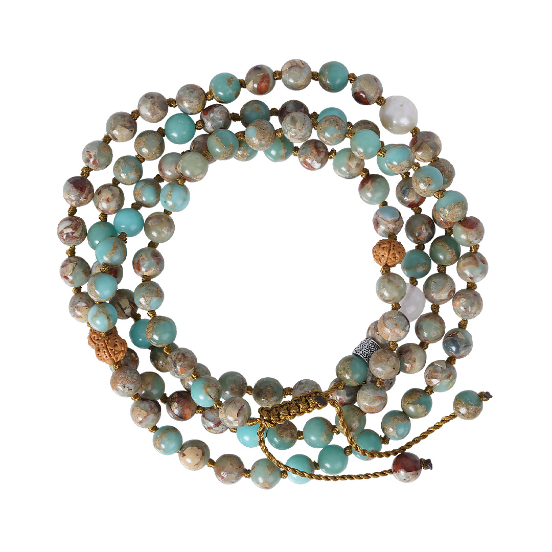 ketting edelsteen Serpentijn groen mala xl 108 cm van PimpsandPearls Pim