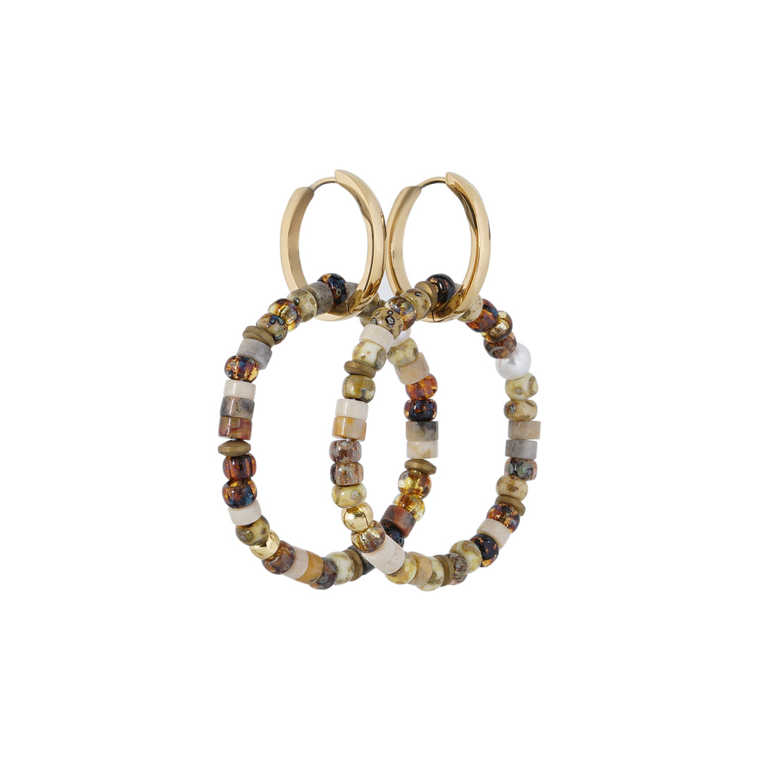 pimpsandpearls oorbellen edelsteen beige naturel miyuki tropical