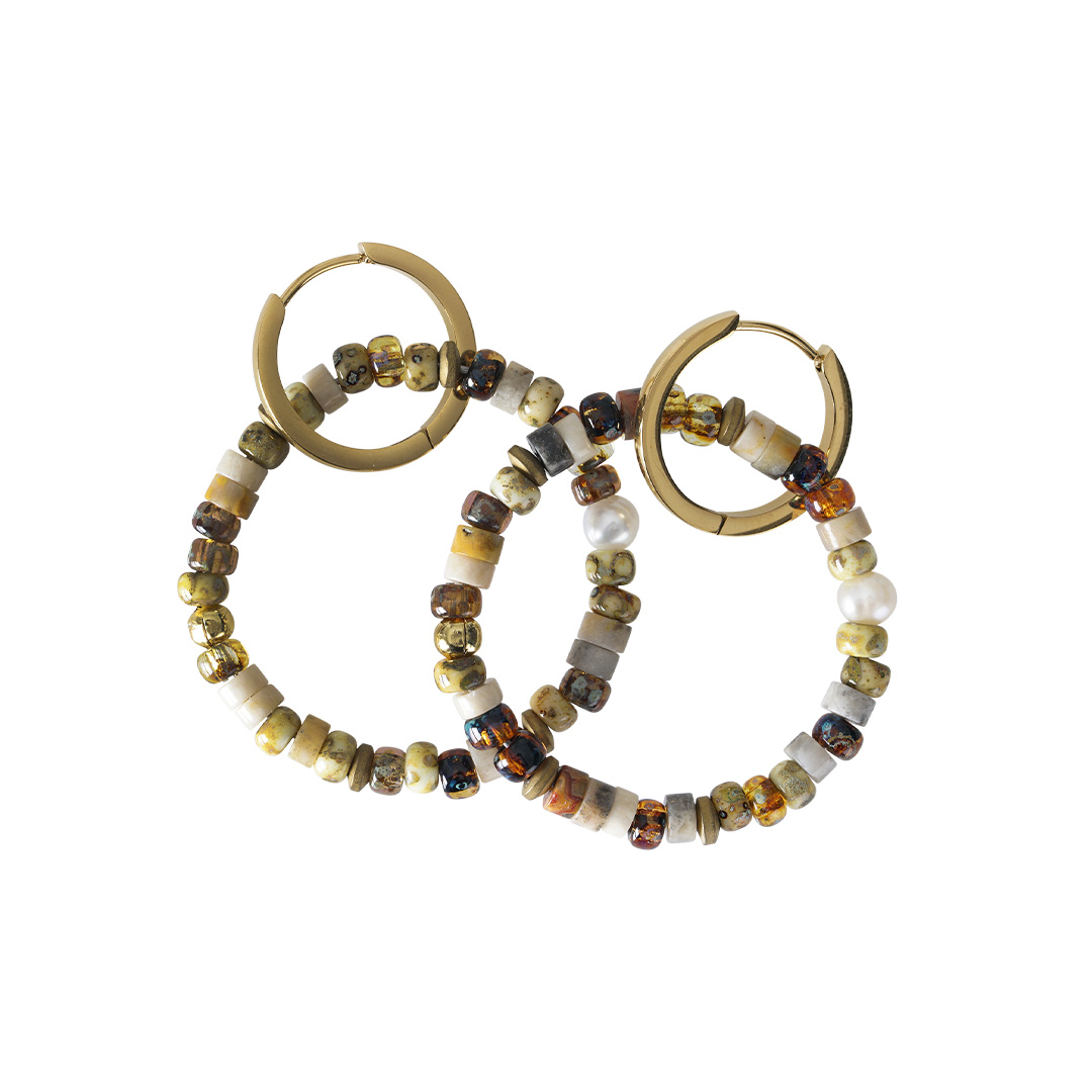 pimpsandpearls oorbellen edelsteen beige naturel miyuki tropical set