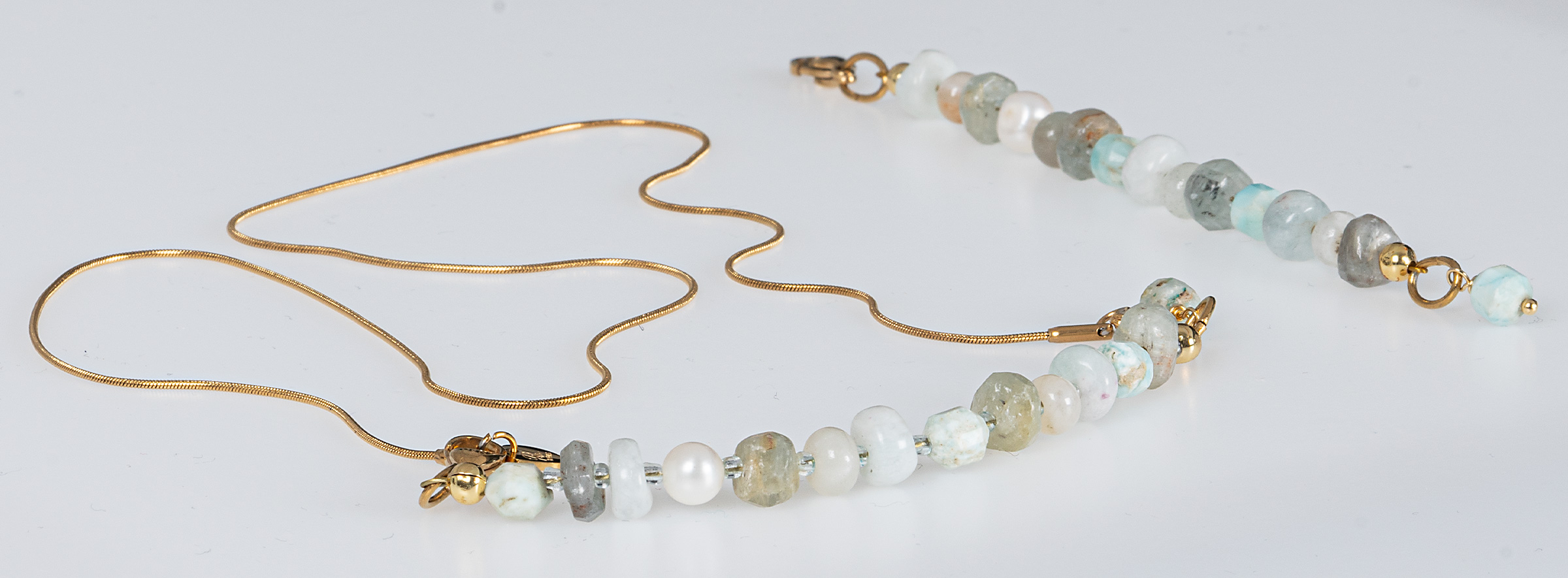 Bar bedel lichtblauw edelsteen mix van pimpsandpearls