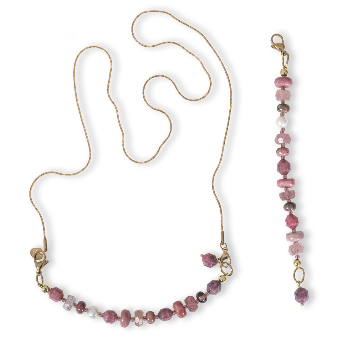 Bar bedel vintage roze edelsteen mix van pimpsandpearls