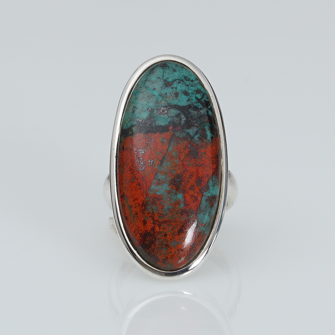 Zilver edelsteen ring cuprietchrysocolla 56 verstelbaar