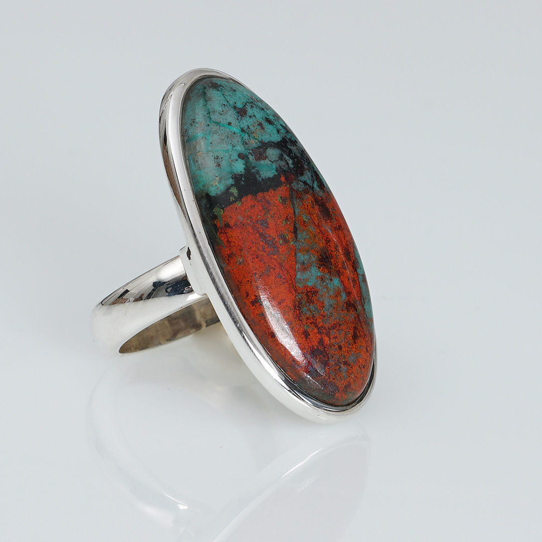 unieke zilver edelsteen ring cuprietchrysocolla maat 56 van pimpsandpearls