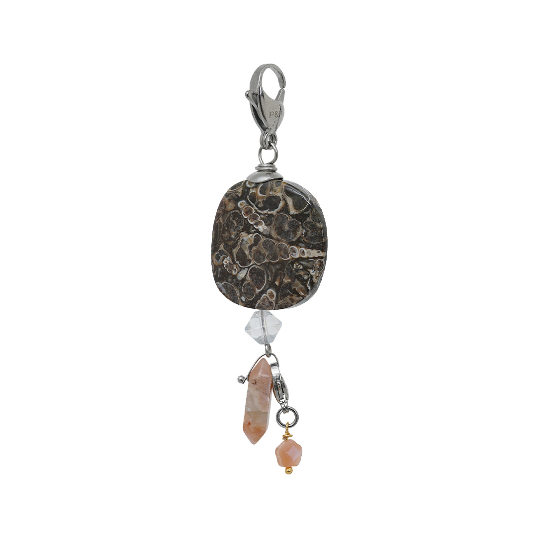 edelsteen bedel Fossiel jaspis zilver van PimpsandPearls