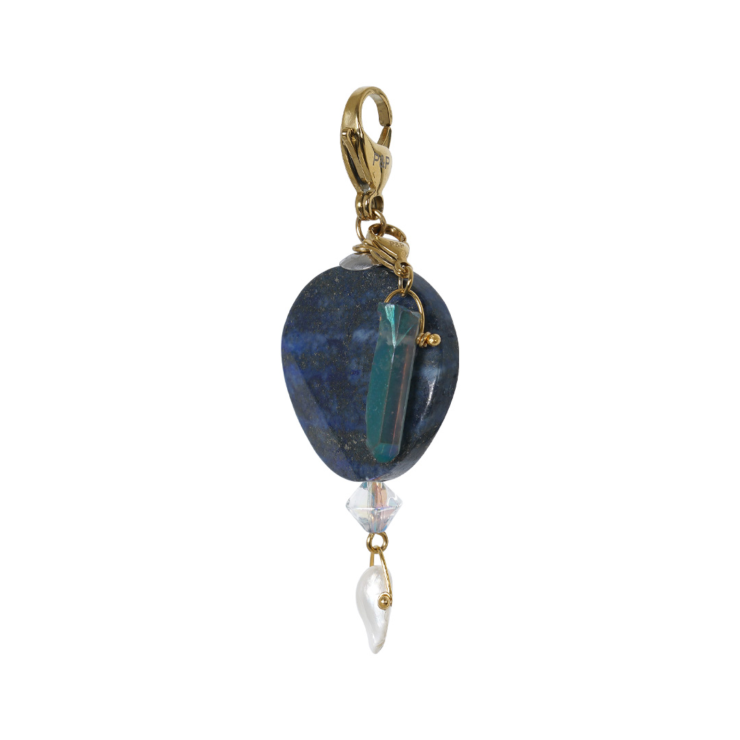 edelsteen bedel lapis lazuli blauw goud van PimpsandPearls
