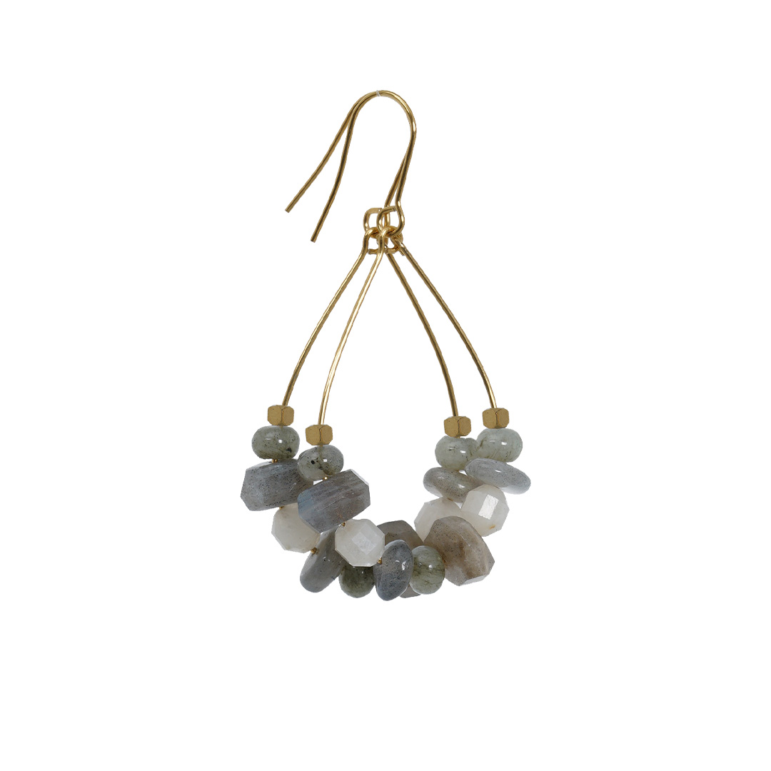 oorbellen grijs naturel edelsteen mix van pimpsandpearls