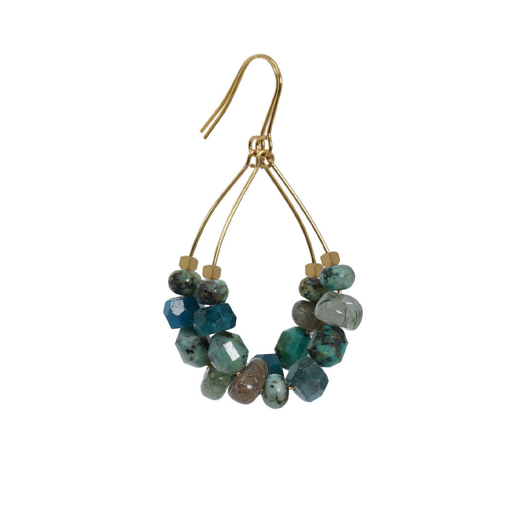 oorbellen groen blauw edelsteen mix van pimpsandpearls