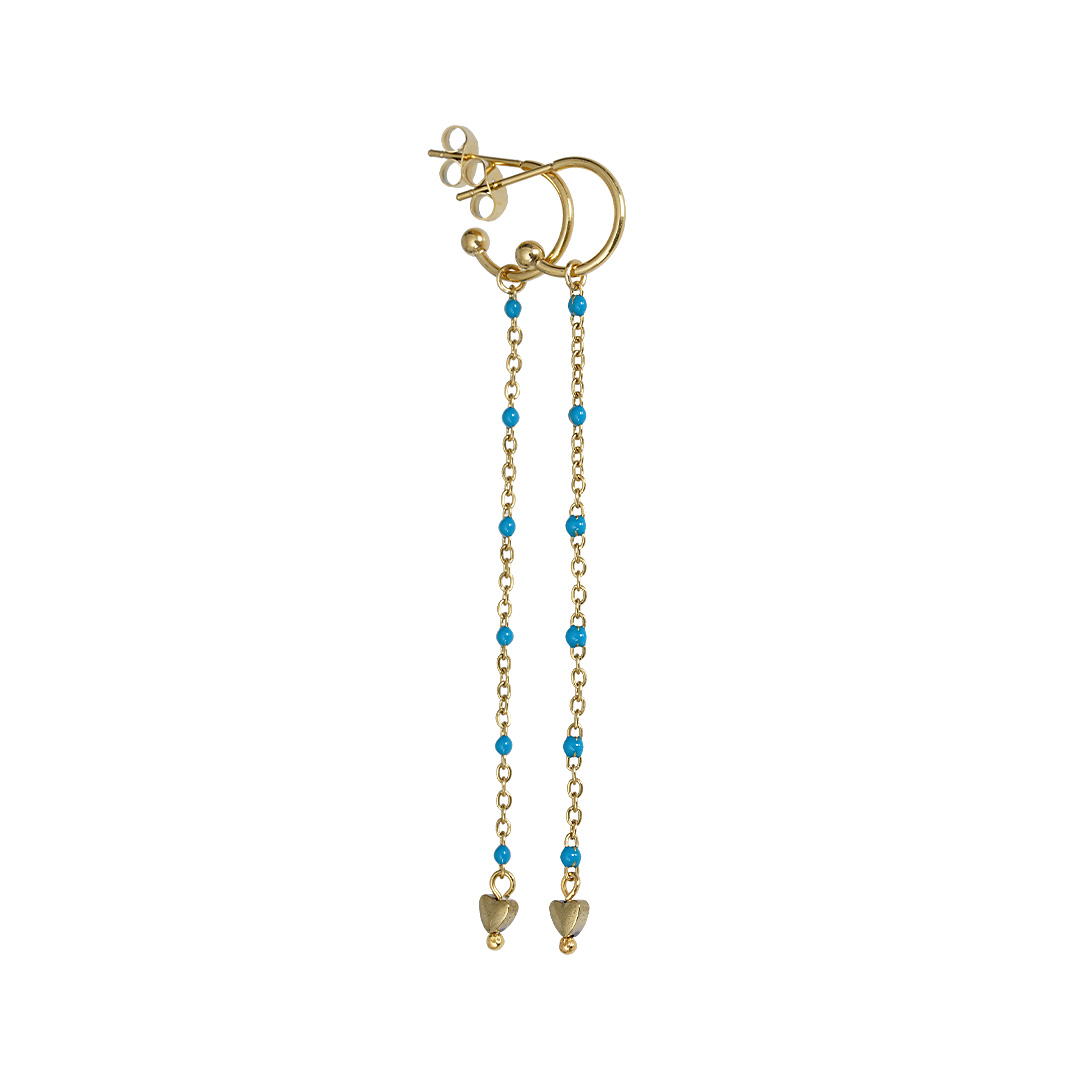 oorbellen lang blauw bolletjes van pimpsandpearls
