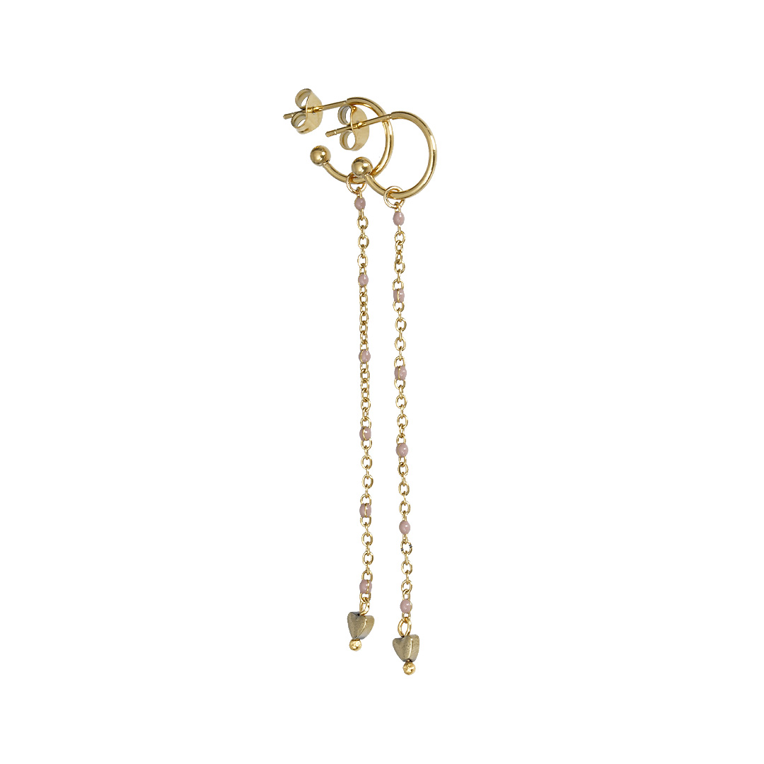 oorbellen lang taupe bolletjes van pimpsandpearls