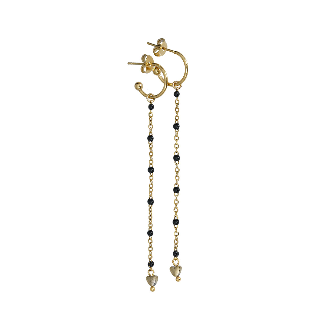 oorbellen lang zwart bolletjes van pimpsandpearls