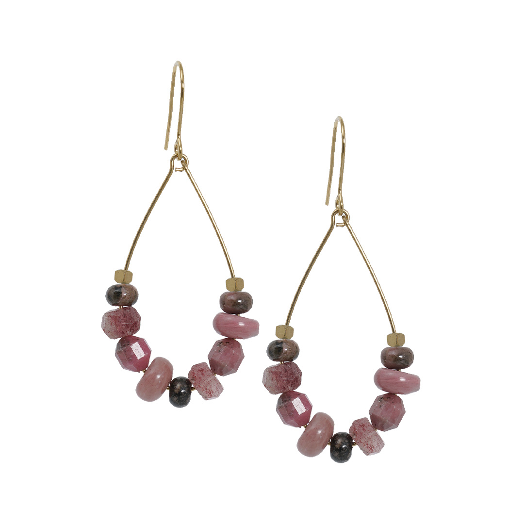 oorbellen vintage roze edelsteen mix van pimpsandpearls