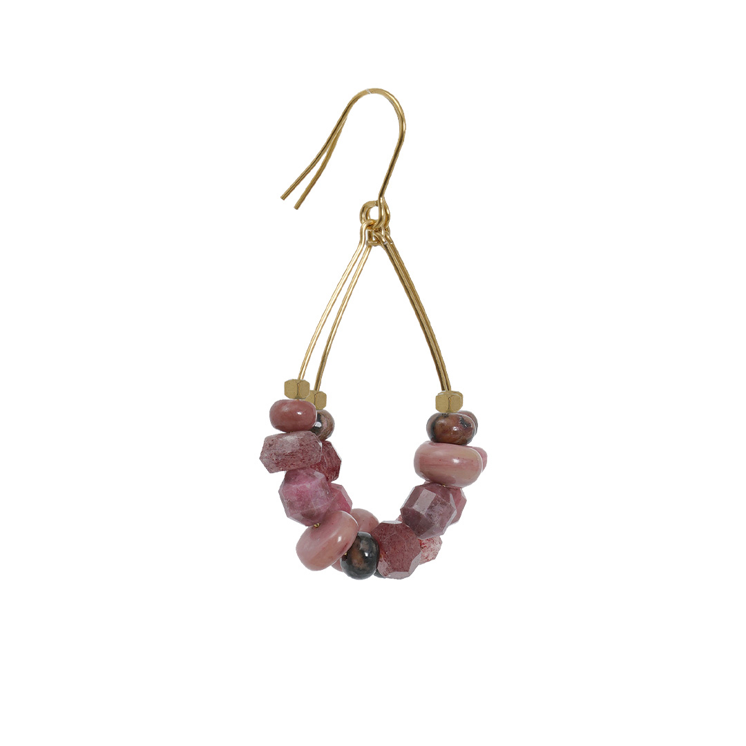 oorbellen vintage roze edelsteen mix van pimpsandpearls