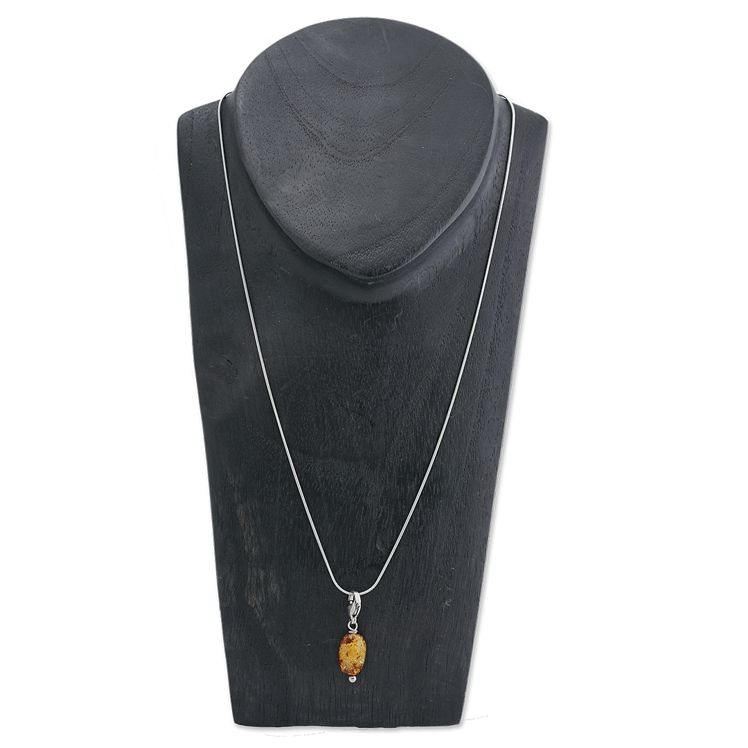 Amber ketting edelstaal snake pimpsandpearls