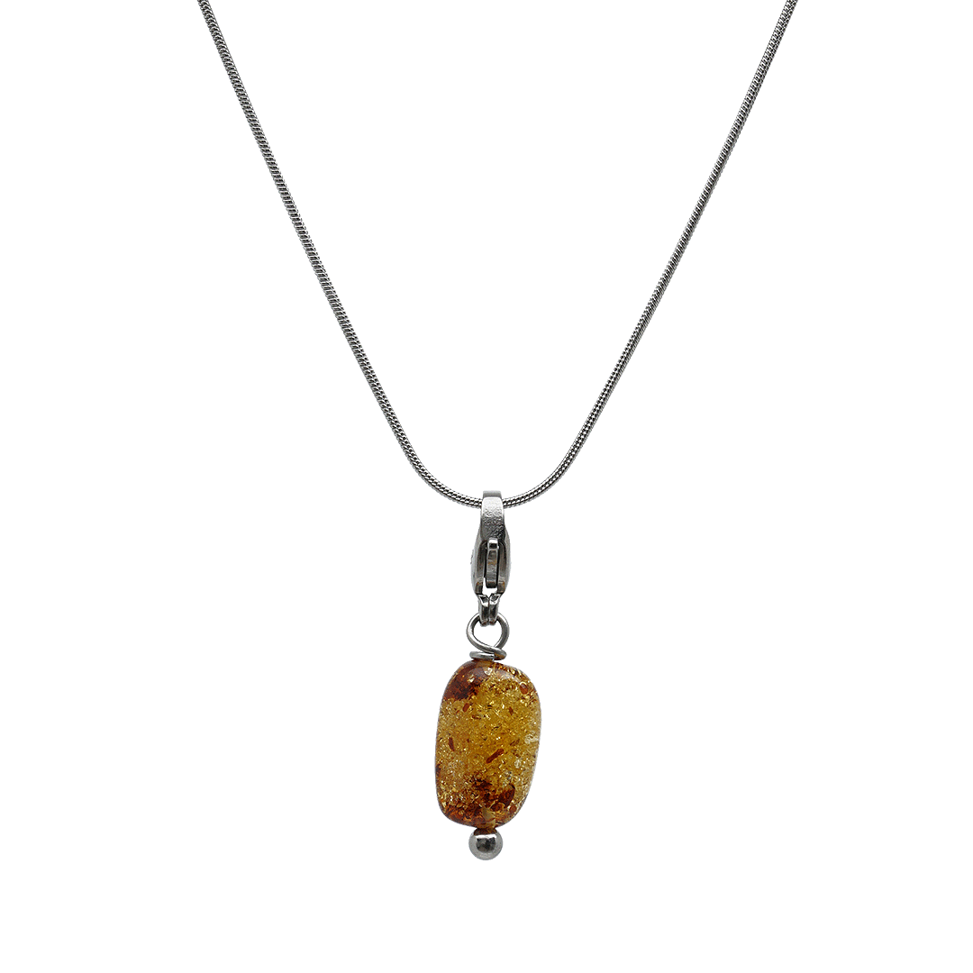 Amber ketting kort edelstaal snake 50 cm lengte van pimpsandpearls