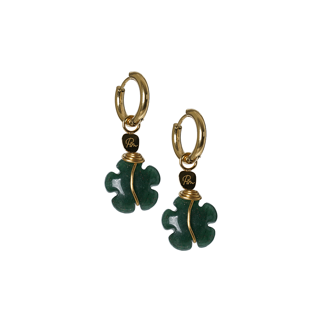 oorbellen bloem agaat groen hulst van pimpsandpearls