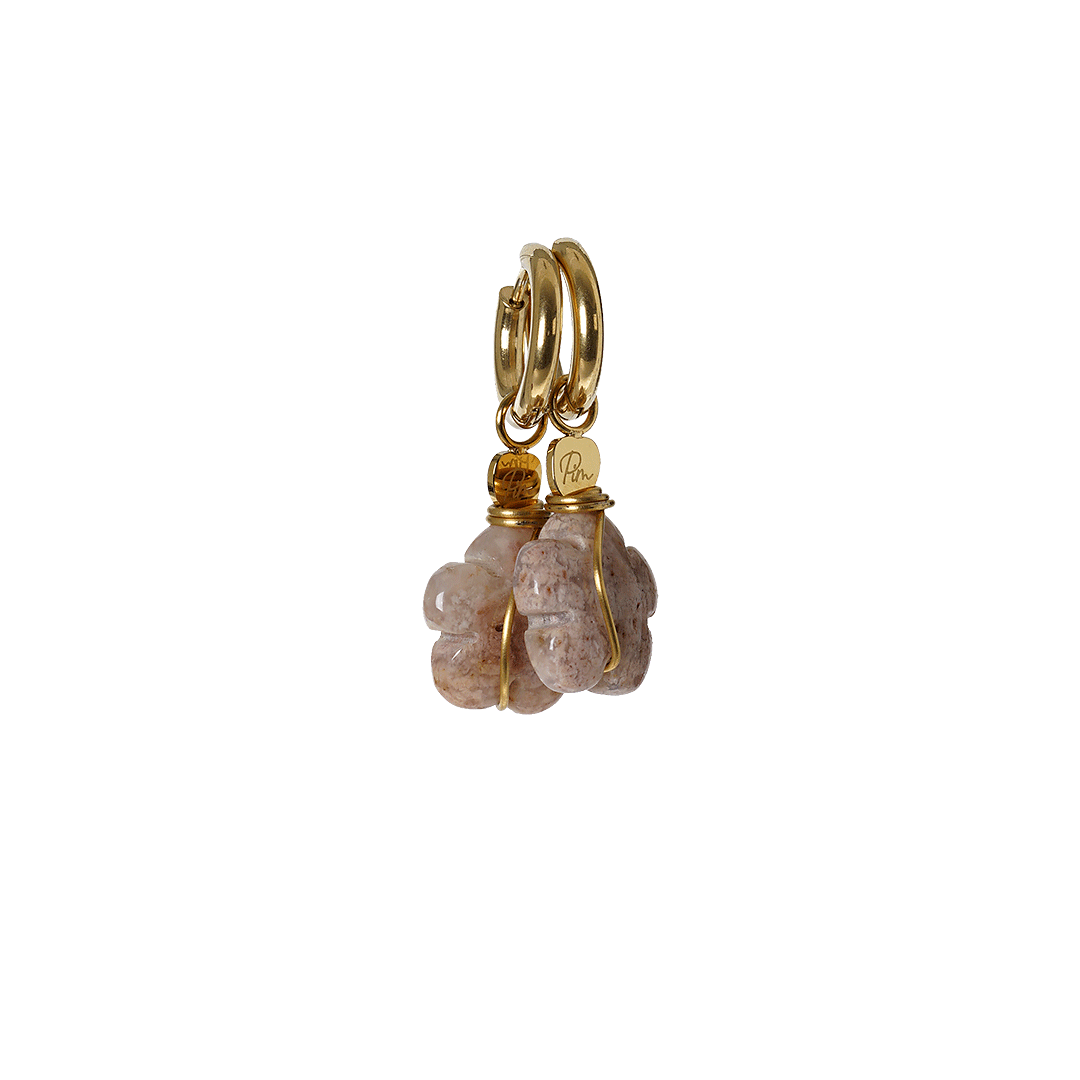 oorbellen bloem agaat mauve viooltje van pimpsandpearls
