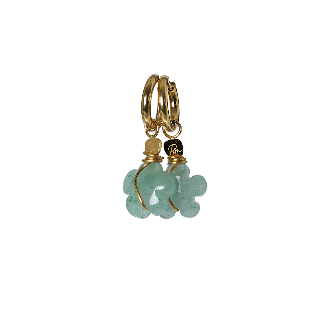 oorbellen bloem aventurijn groen lathyrus van pimpsandpearls